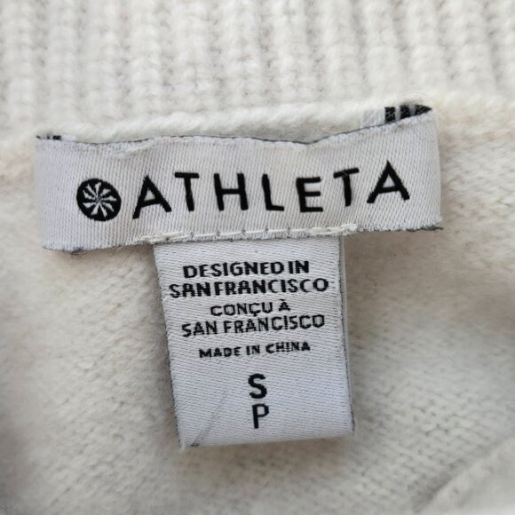 Athleta Alpine Turtleneck Sweater Wool Cashmere S White Minimalist Preppy Top - Picture 8 of 11